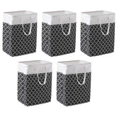 Kuber Industries Laundry Basket For Clothes|Foldable Laundry Hamper|Basket For Toys, Dirty clothes, Storage "45 LTR"-Pack of 5 (Black)